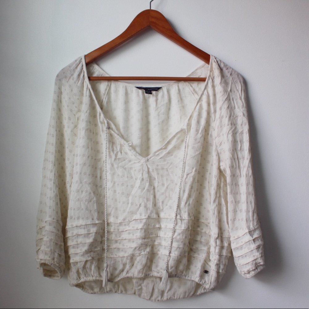 American Eagle White bohemian top