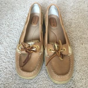 Barely worn Sperrys with gold detail