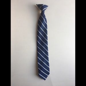 George Blue and White Striped Boys Clip On Tie