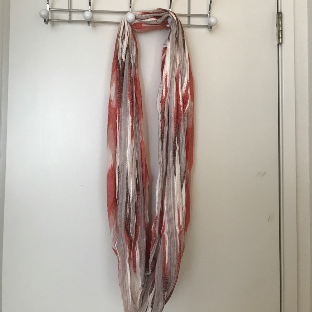 Anthropologie red/pink printed cottonloop scarf