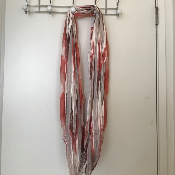 Anthropologie red/pink printed cottonloop scarf - Picture 1 of 5