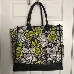 Large Vera Bradley Green & Black Tote Bag