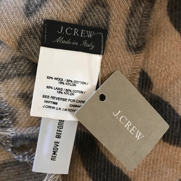 NWT J.Crew Leopard Print Wool Cotton Scarf Italy - Picture 7 of 8
