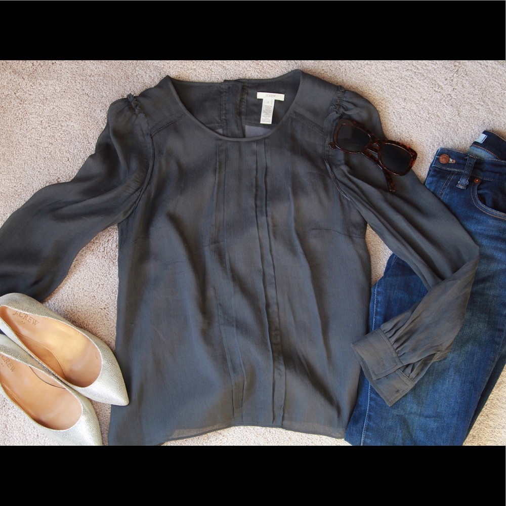 GORGEOUS J.Crew Silk Blouse with Back Buttons!