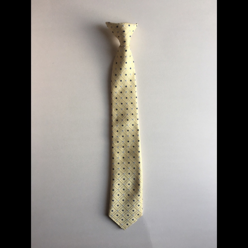 Yellow and Blue Patterned Boys Clip On Tie