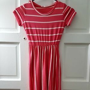 !SALE! Girls Coral White Striped Maxi