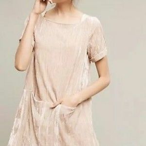 Anthropologie Floreat Crinkled Velvet Tunic Dress