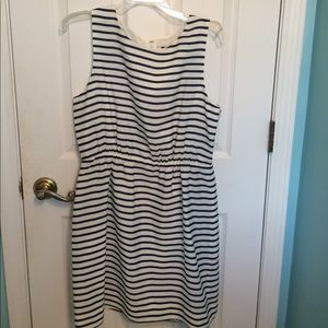 J. Crew dress size 12 white w/ navy blue stripes