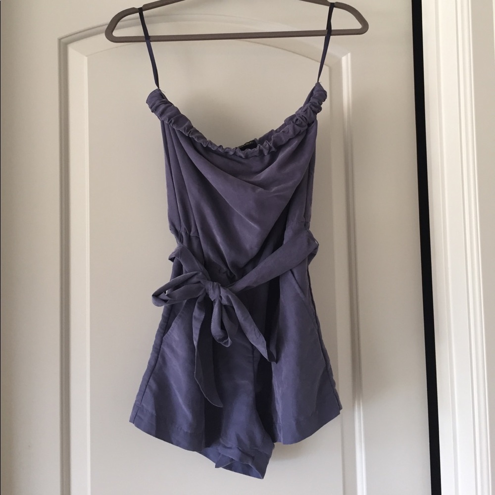 Blue/Gray strapless romper