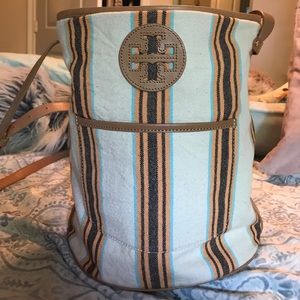 Tory burch Espadrille stripe Cassie bucket bag