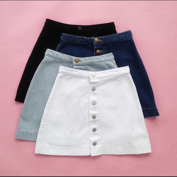 white denim button up skirt