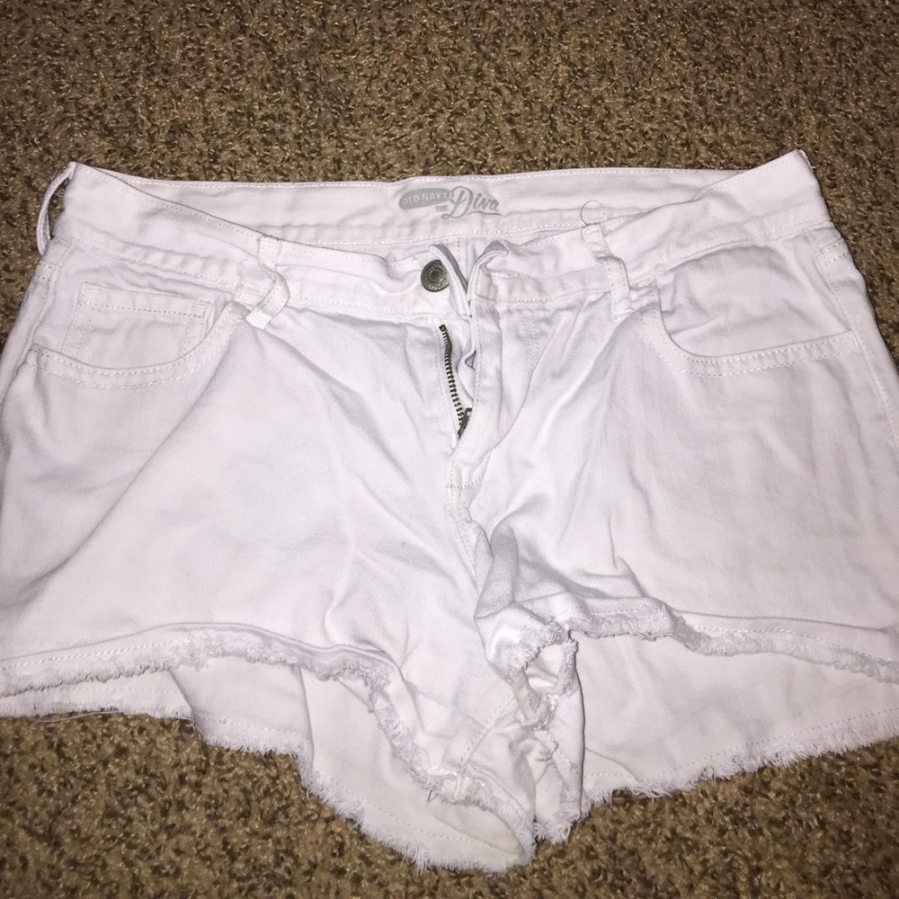 white denim shorts