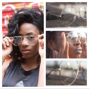 Clear Lens Aviators Gold/Rose Gold / Silver