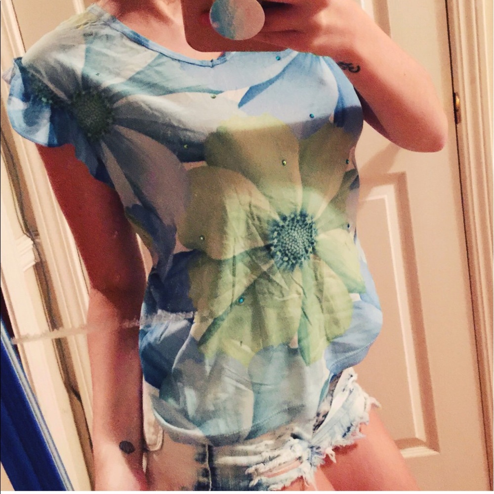 Limited Too y2k 90s vintage floral thin graphic top