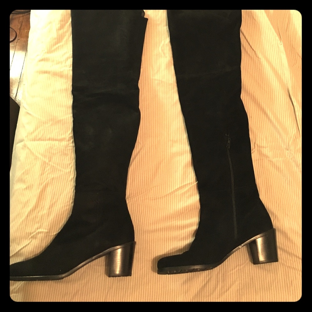 Stuart Weitzman Hitest Black Suede OTK Boots