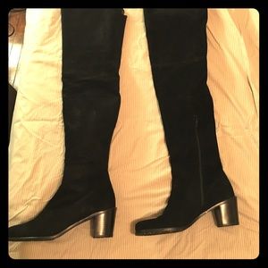 Stuart Weitzman Hitest Black Suede OTK Boots
