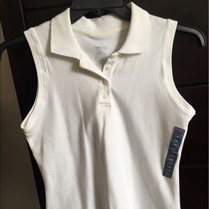 White sleeveless X-Small Polo Shirt (runs larger)