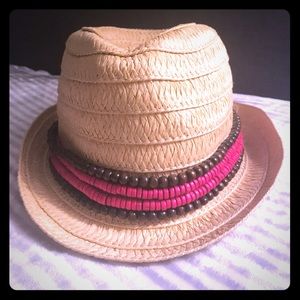 Jessica Simpson Straw Beaded Fedora Hat - NEW!