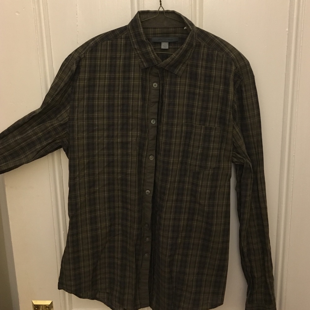 John Varvatos MENS shirt (Small) black/green plaid