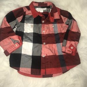Infant Burberry plaid button up shirt