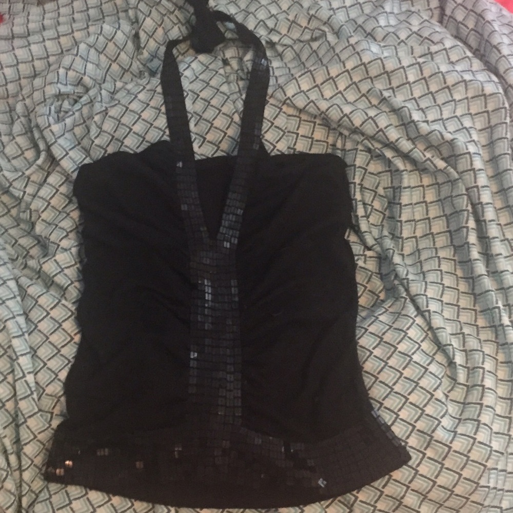 Black dressy halter from Caché - Like New!