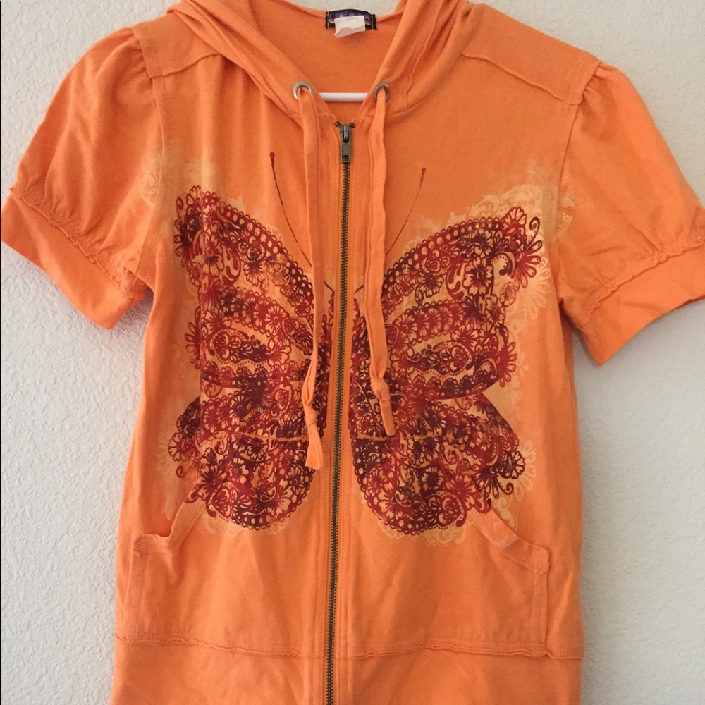 Women's Short Sleeve Hoody - Orange