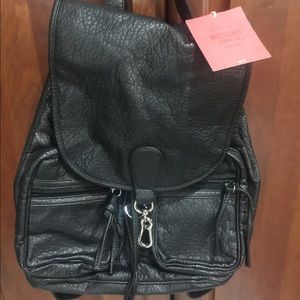 NEW • Black Faux Leather Backpack!