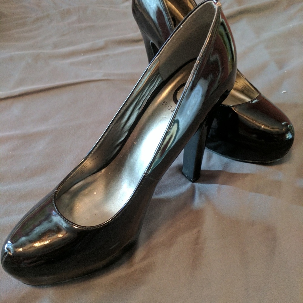 Black Patent Platform Pumps by Guess