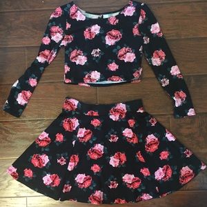 2 FOR $20 Rose Patterned Skirt and Crop Top  SET
