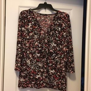 Black, red and white stretchy top, size XL