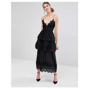 Self-portrait black lace midi dress