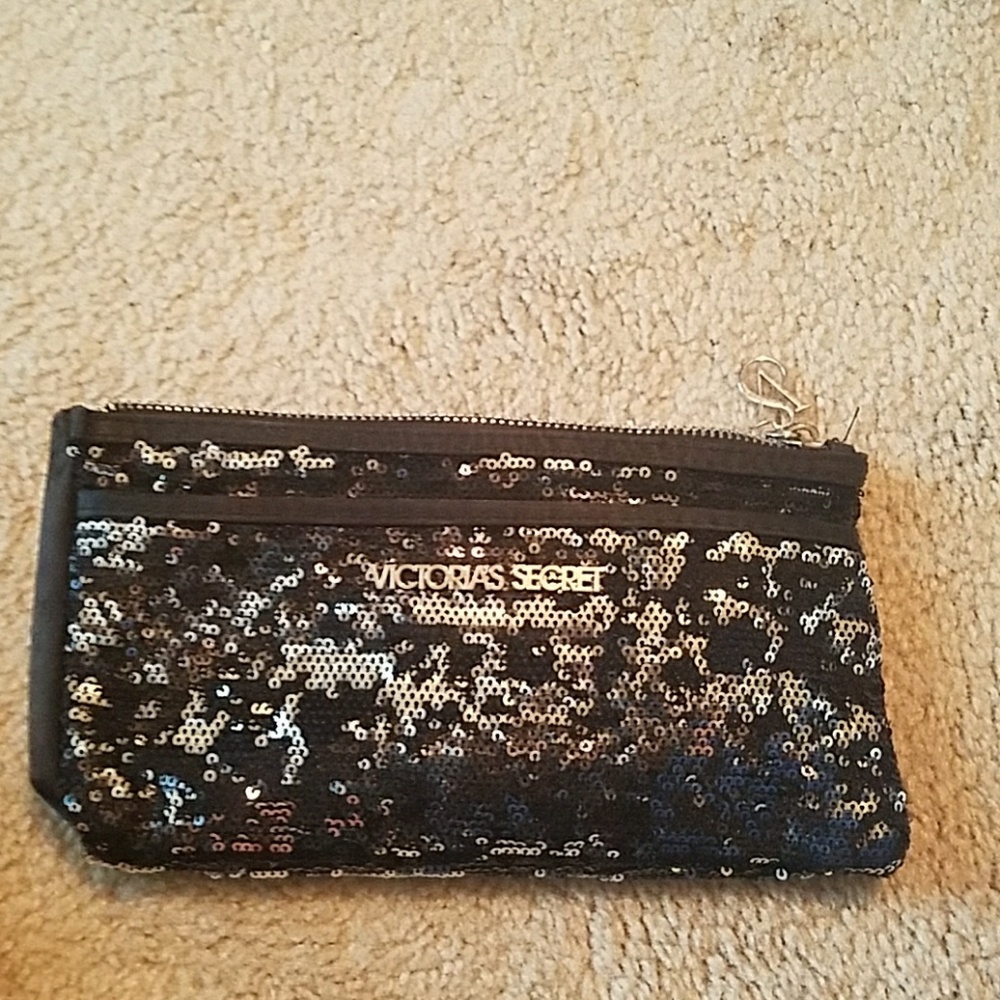 Victoria's secret black/sequin makeup bag