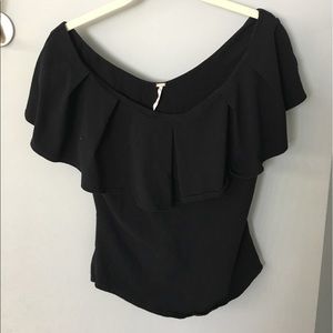 Free People Off the Shoulder Black Top