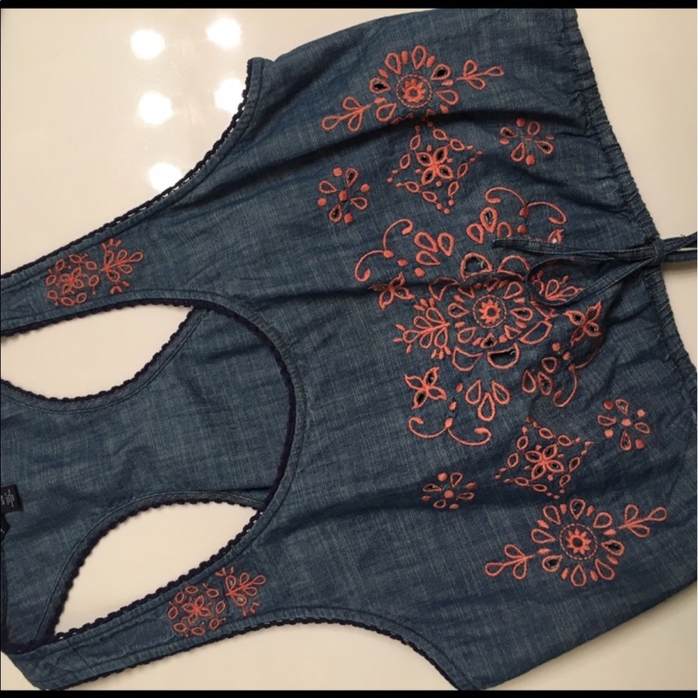 American Eagle Boho denim crop top