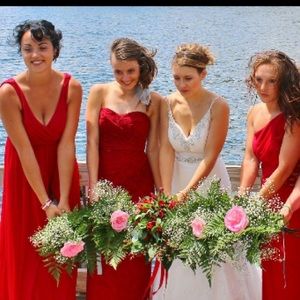 David's bridal apple red dress