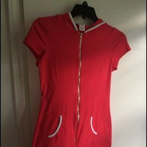 Hot Pink Rose Red Cleo Hooded Romper