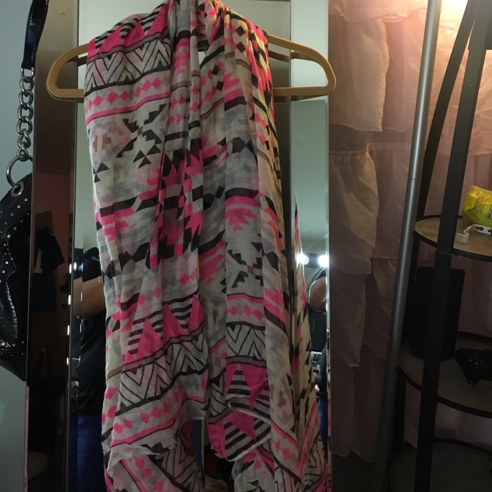 Pink & black aztec scarf