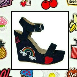 Awesome Denim Platform Wedges