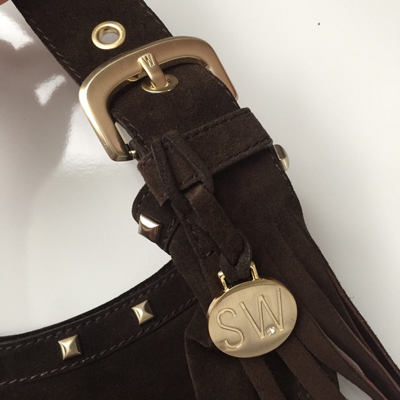 Stuart Weitzman studded suede shoulder bag - Picture 3 of 8