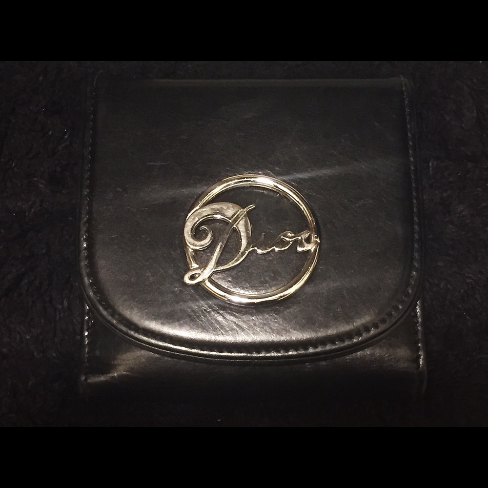 Authentic Christian Dior black leather wallet