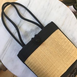 Vintage Straw and Silk Japanese Bag