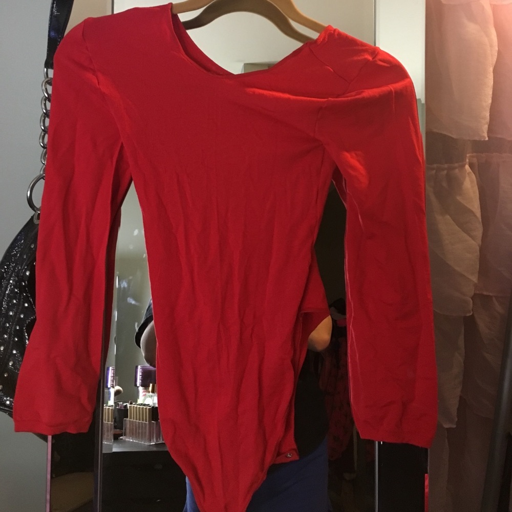 Long sleeve red body suit