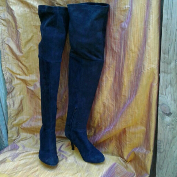 ZARA BASIC BLACK SUEDE THIGH BOOTS - Picture 3 of 5