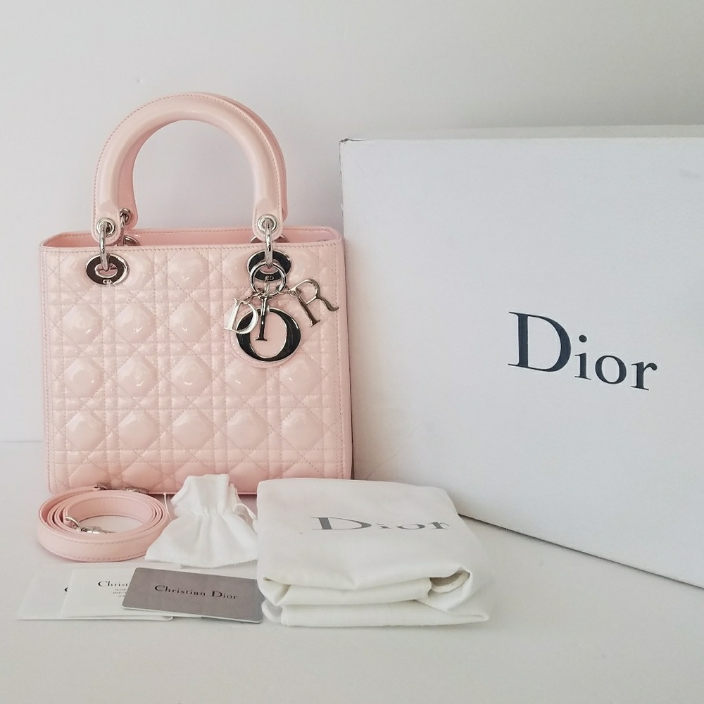 $4100 New Lady Dior Patent Leather Medium Bag New - Picture 2 of 7