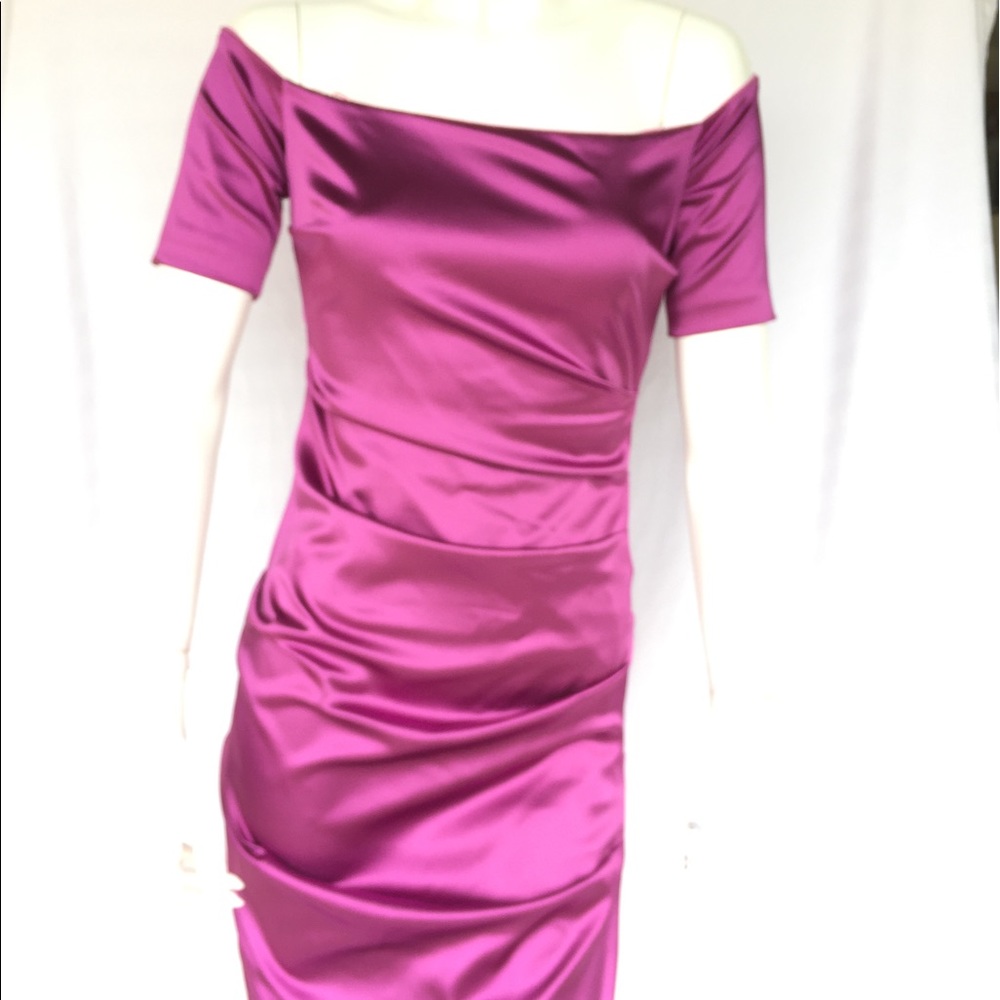 Nicole Miller Women's Purple Satin Cocktail Dress