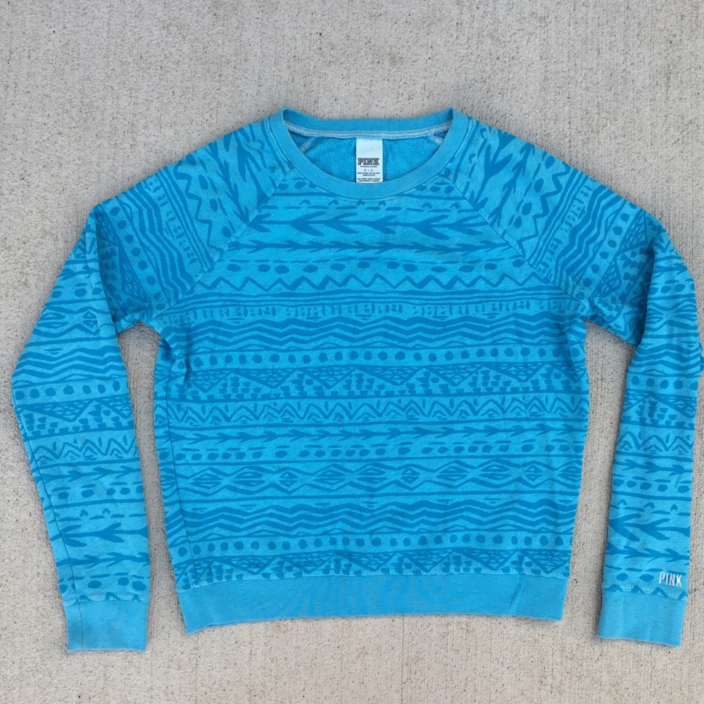 Victorias Secret Pink blue tribal print LS shirt M