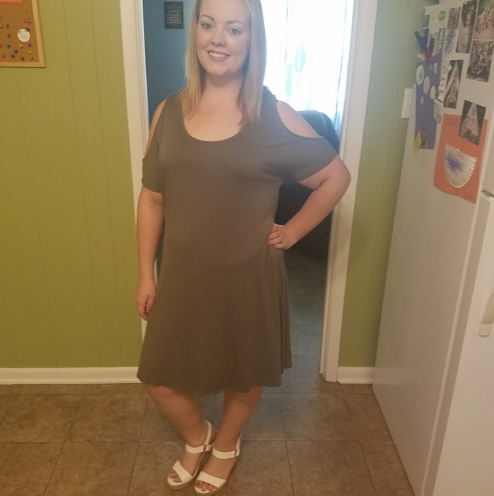 Cold shoulder Olive dress