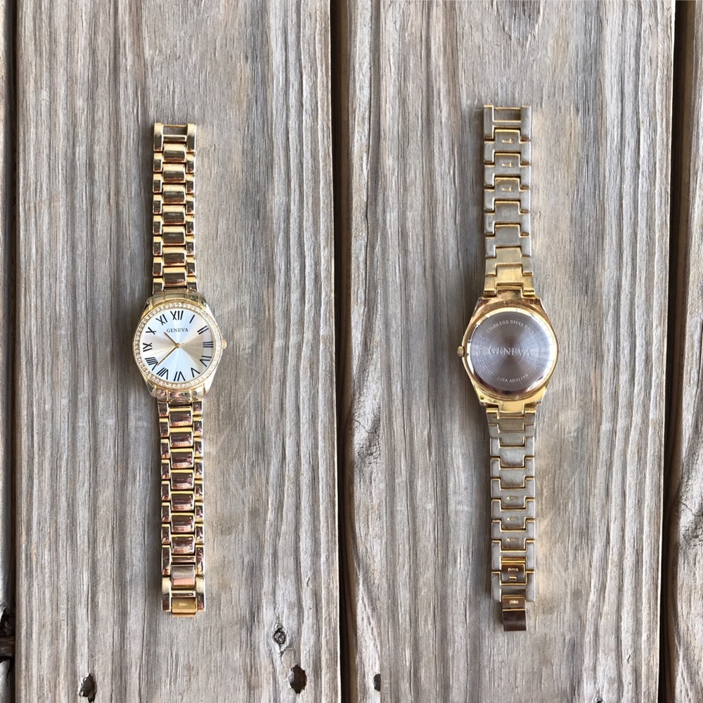 Designer style gold watch • by Geneva • Blush