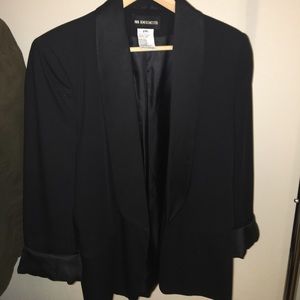 ANN DEMEULEMEESTER cuffed silk lapel blazer jacket