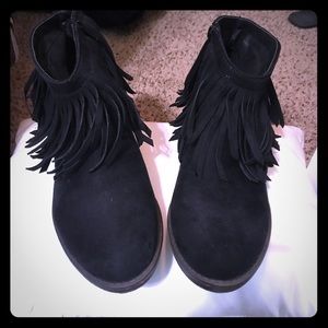 Black Fringe Booties Size 10